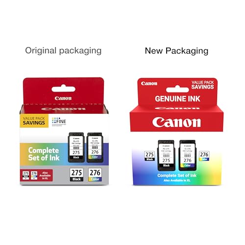 Canon Genuine Ink Value Pack for TS3520/3522/4722/3720/3722/4720TR - Compatible with CL-275/CL-276