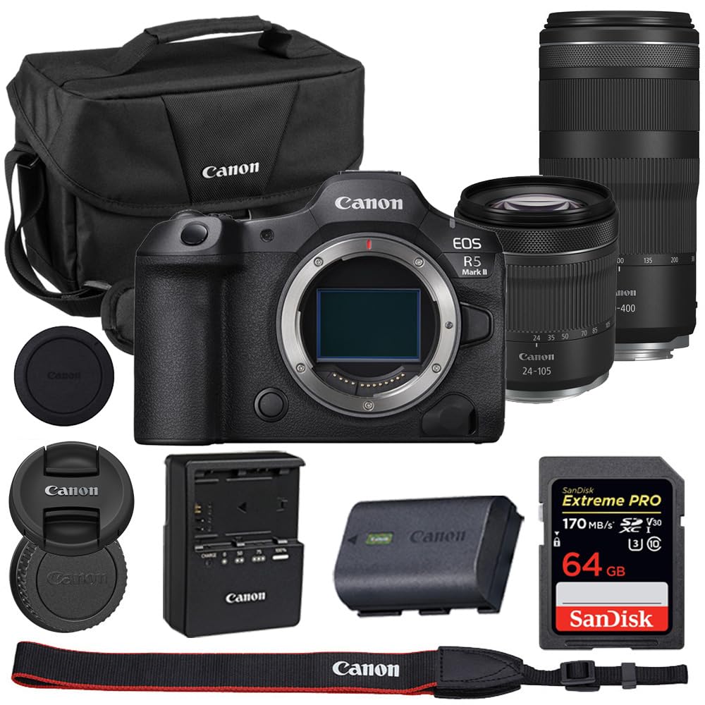  Canon EOS R5 Mark II Mirrorless Camera for Photography Enthusiasts with 24-105mm & 100-400mm Lenses
| Canon EOS R5 Mark