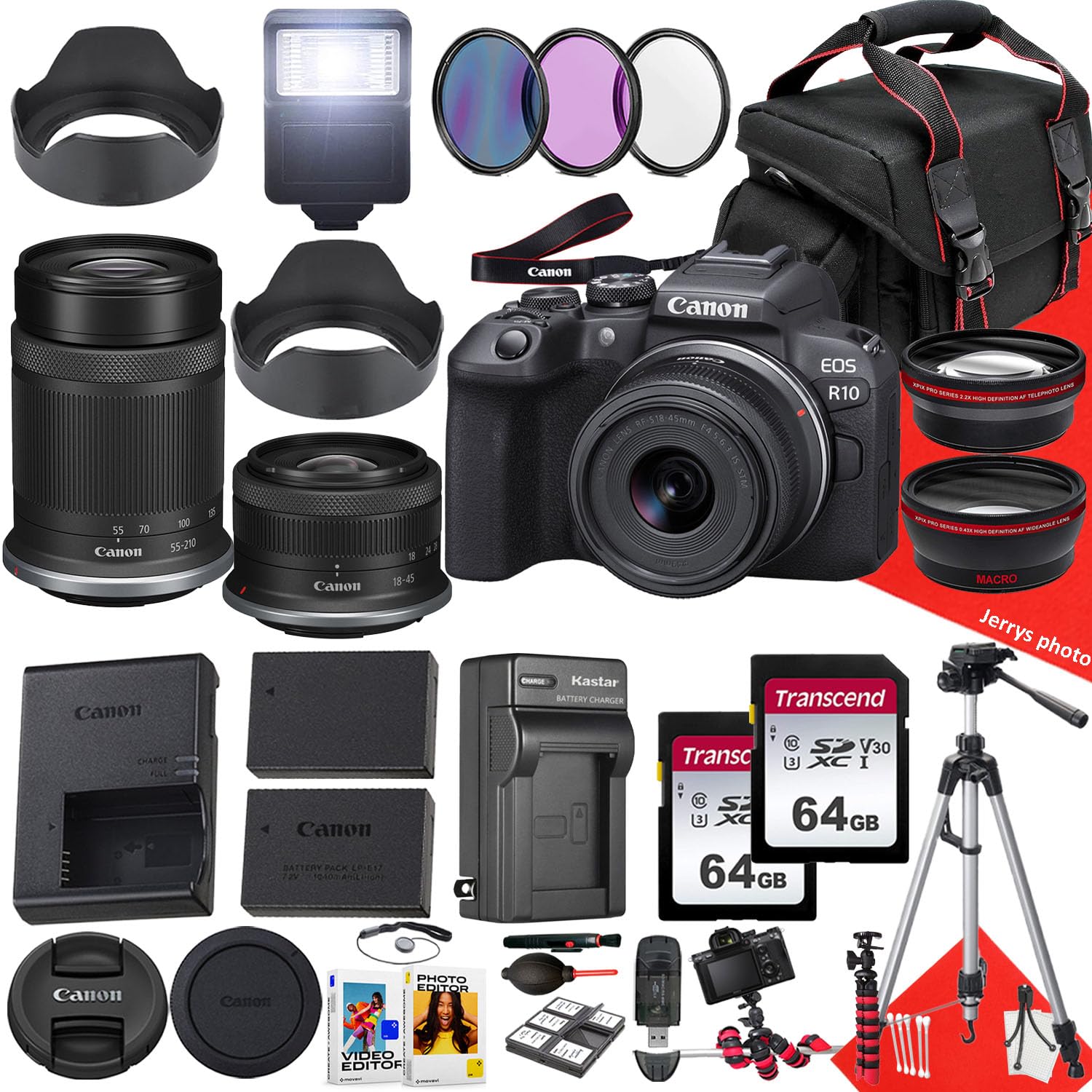 Canon EOS R10 Mirrorless Camera for Photography Enthusiasts with 18-45mm and 55-210mm Lenses + 128 GB Storage and Extra 