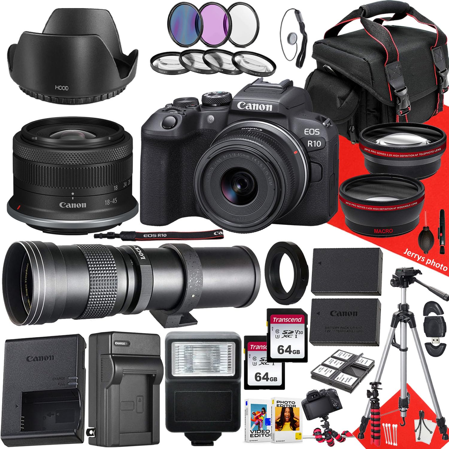 Canon EOS R10 Mirrorless Camera for Photography Enthusiasts with STM Lens and Filter Bundle (33pc Renewed Bundle)  
Cano